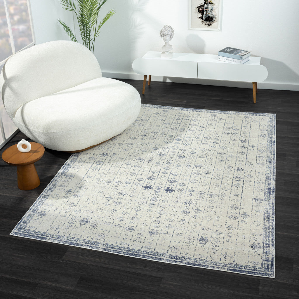 8' x 10' Gray Abstract Washable Non Skid Area Rug