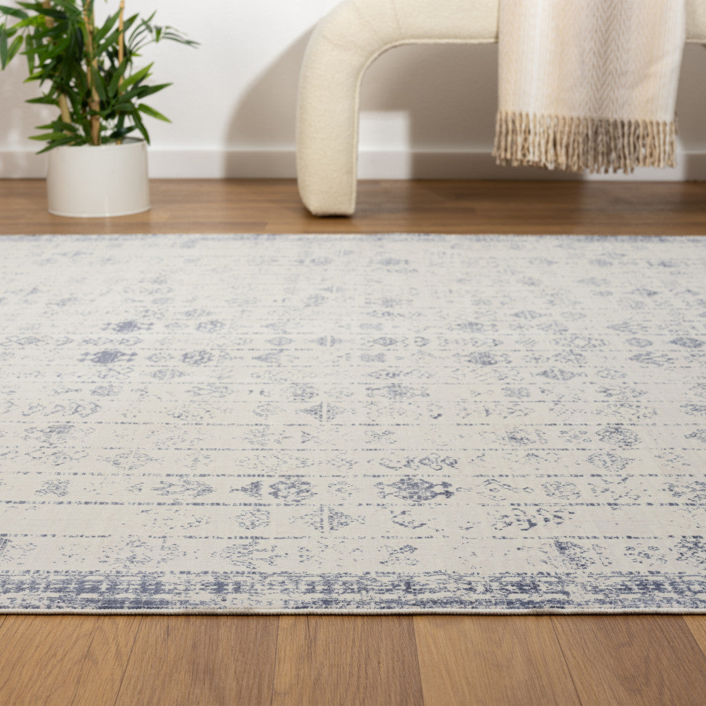 8' x 10' Gray Abstract Washable Non Skid Area Rug