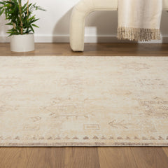 2' X 5' Beige Abstract Washable Non Skid Area Rug