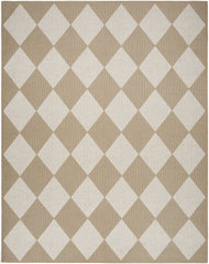 5' x 7' Natural and Ivory Geometric Power Loom Washable Non Skid Area Rug