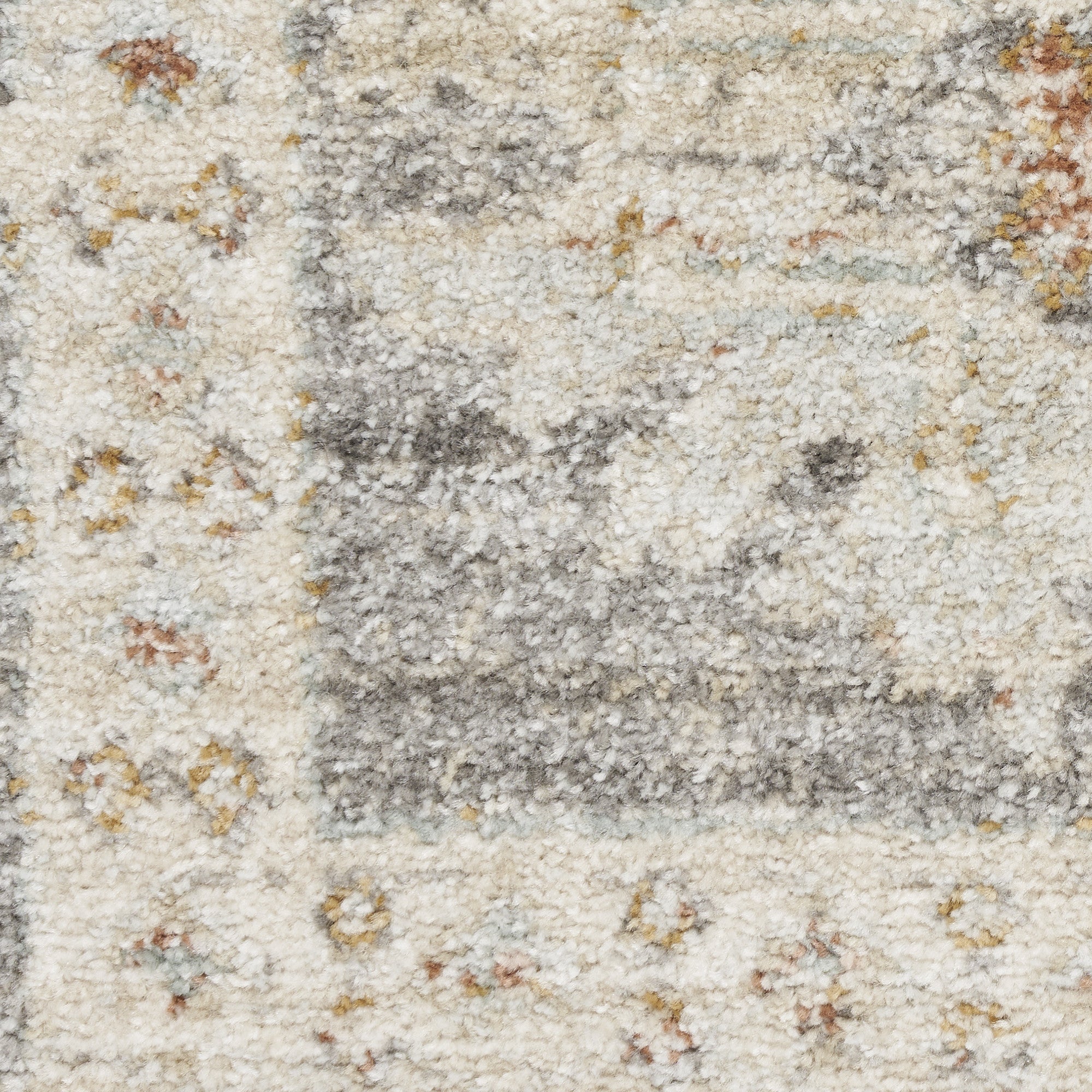 5' x 8' Beige Ivory and Gray Oriental Power Loom Distressed Area Rug With Fringe