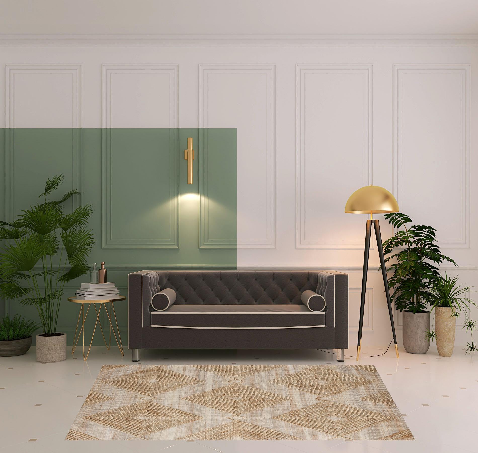 5' x 8' Brown Geometric Hand Woven Area Rug