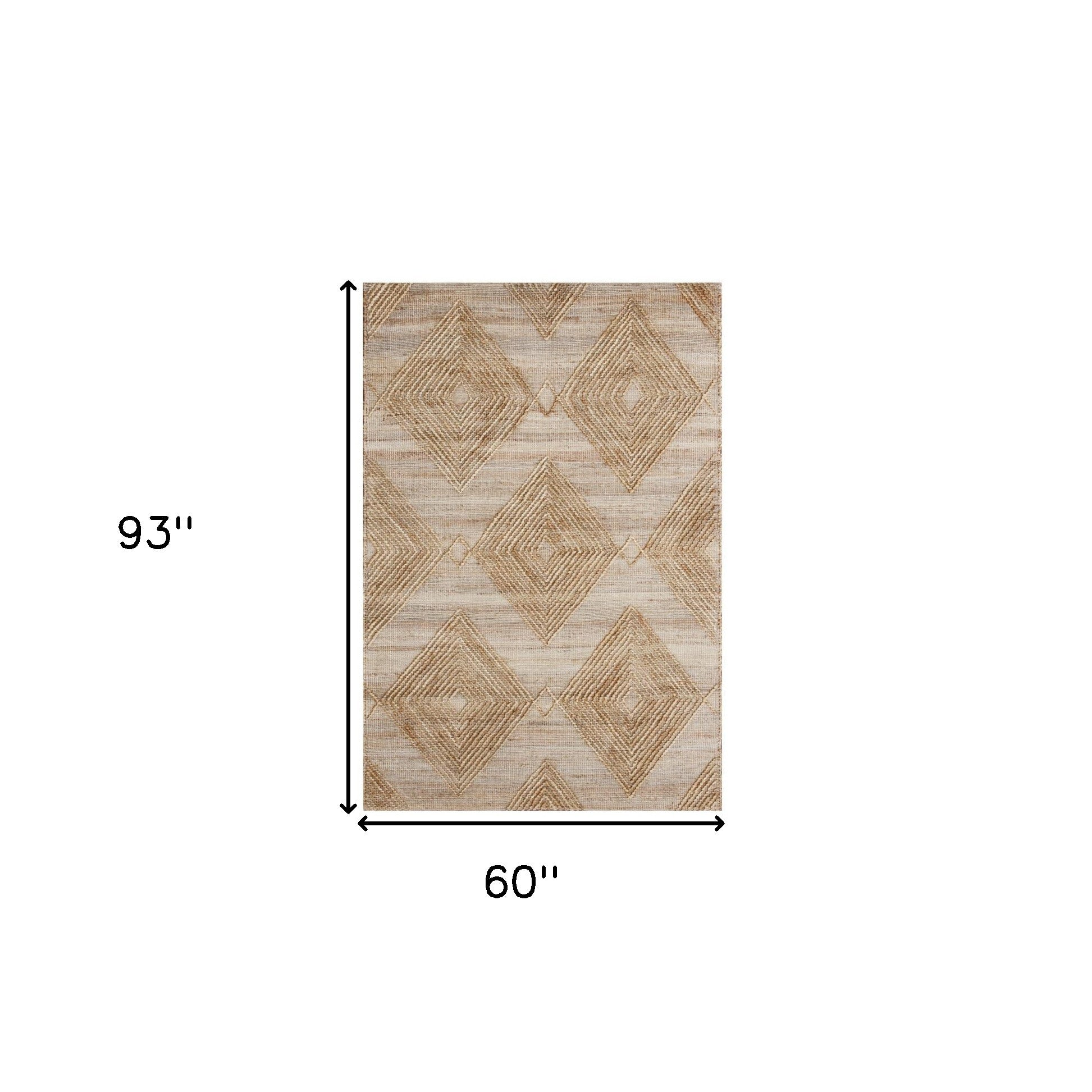 5' x 8' Brown Geometric Hand Woven Area Rug