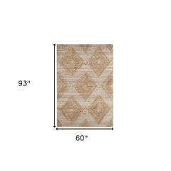 5' x 8' Brown Geometric Hand Woven Area Rug