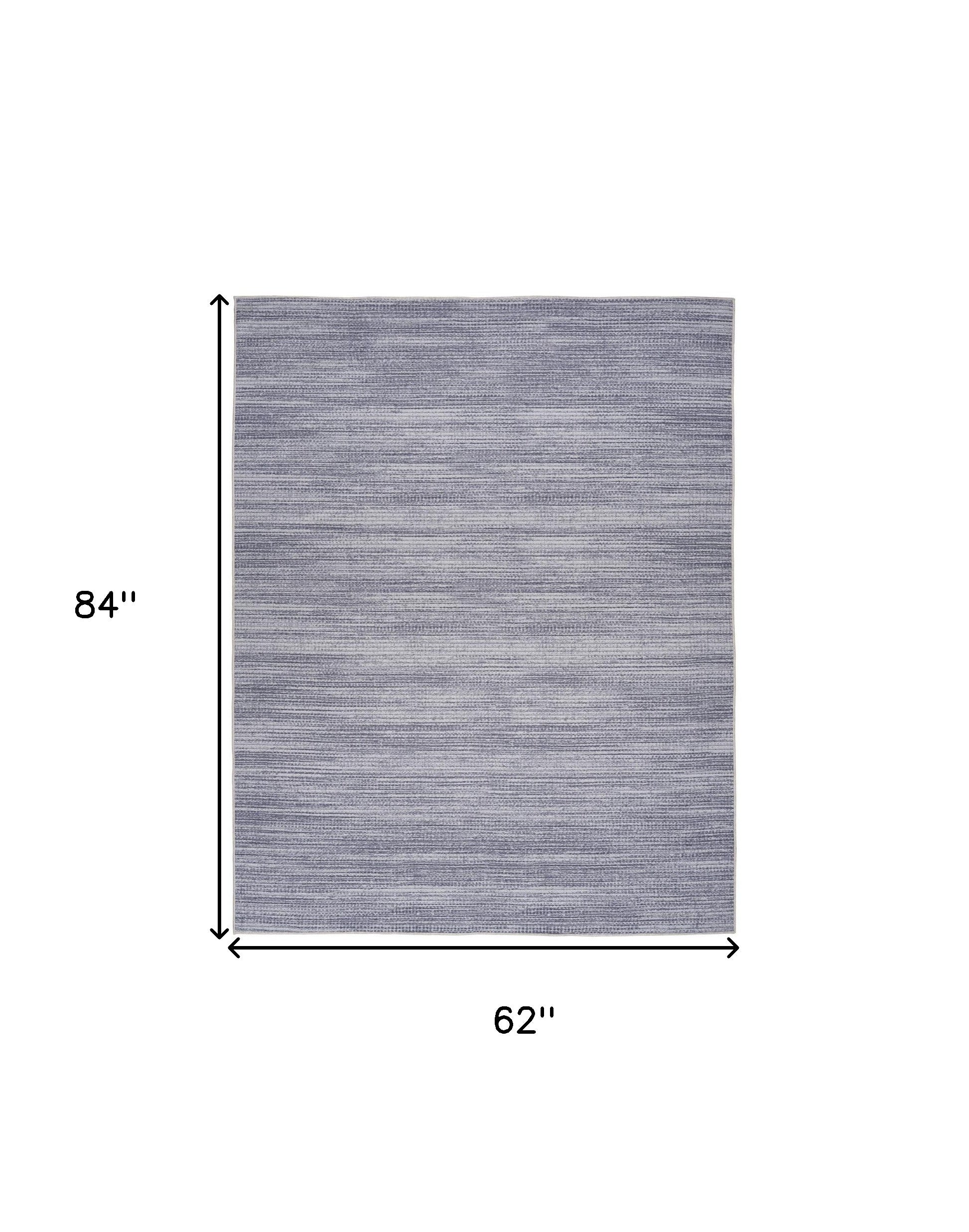 5' x 7' Gray and Ivory Abstract Power Loom Washable Non Skid Area Rug
