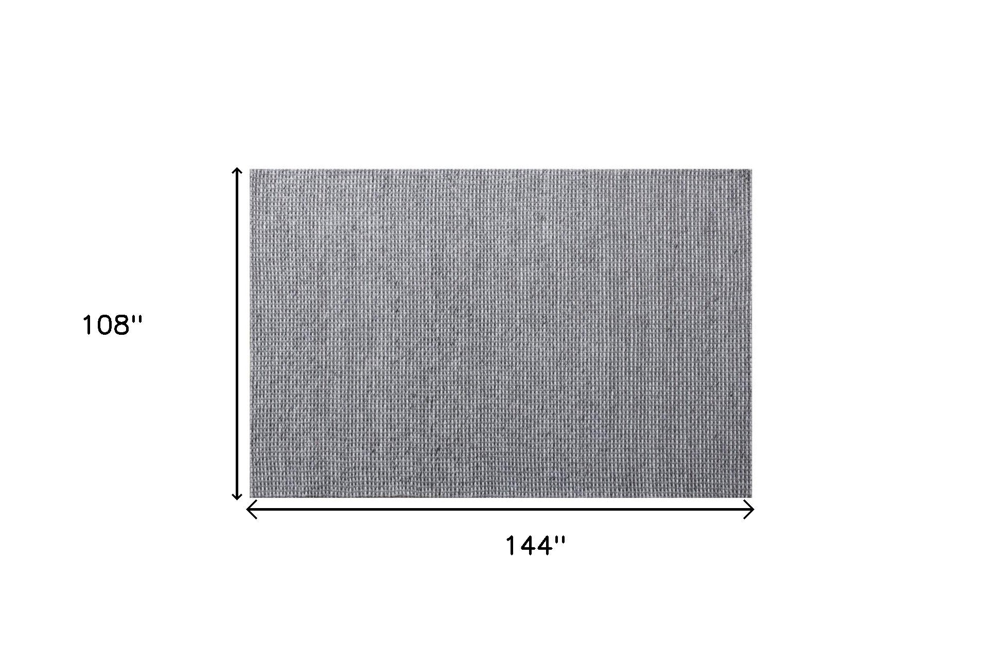9' x 12' Gray Wool Striped Hand Woven Area Rug