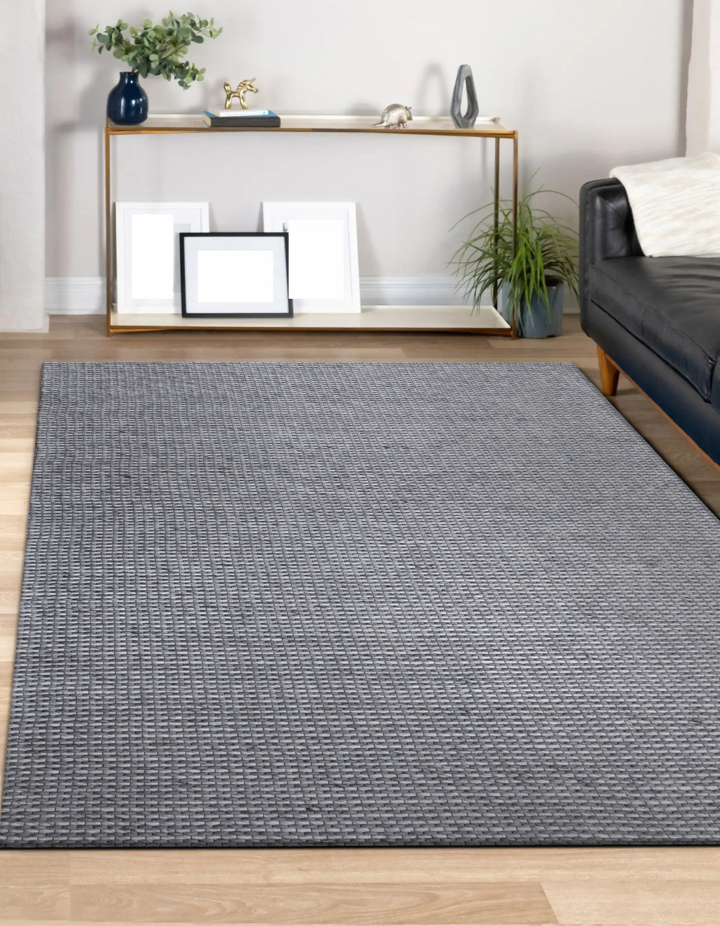 9' x 12' Gray Wool Striped Hand Woven Area Rug
