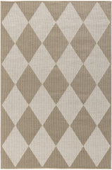 4' x 6' Natural and Ivory Geometric Power Loom Washable Non Skid Area Rug