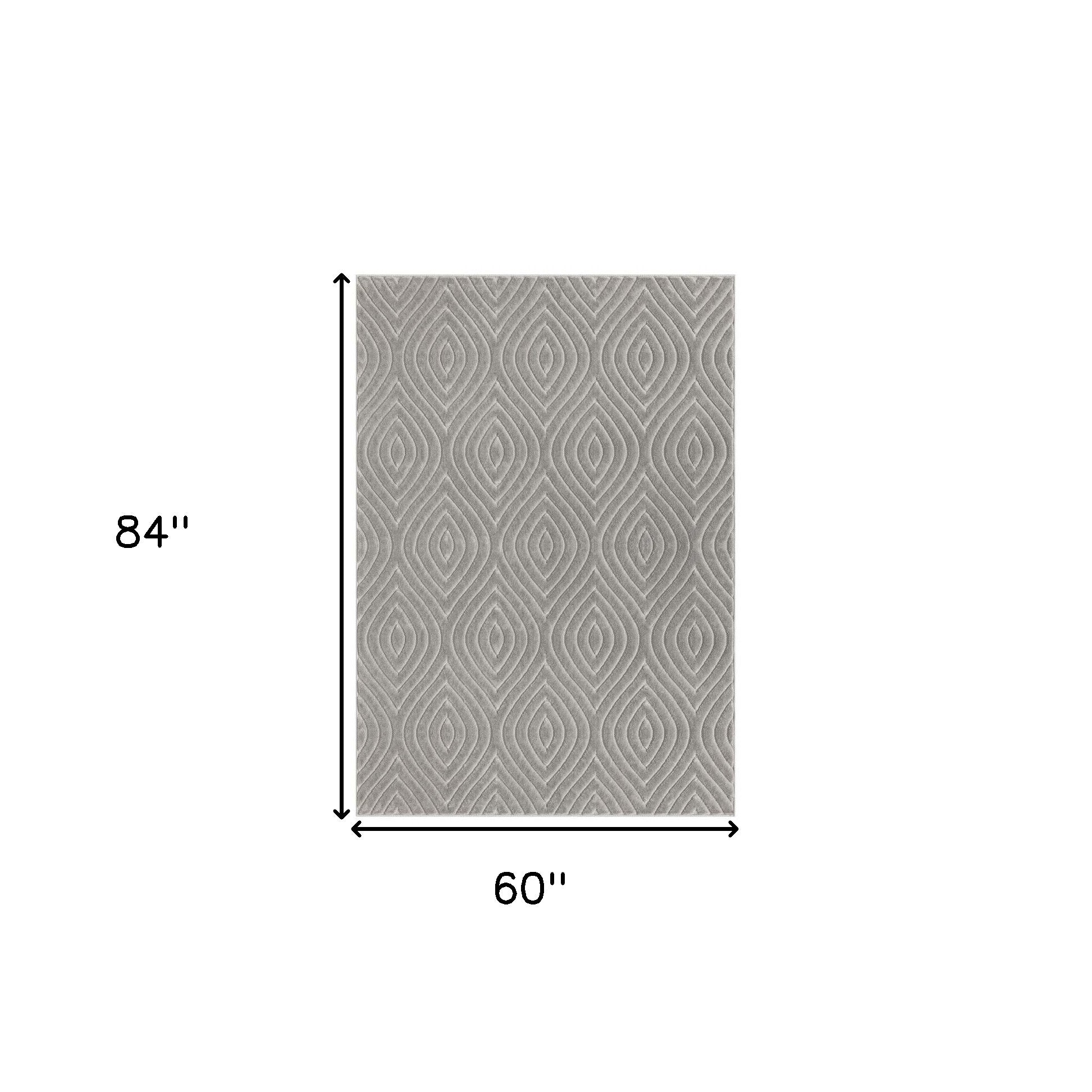 5' x 7' Gray Trellis Area Rug