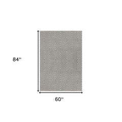 5' x 7' Gray Trellis Area Rug