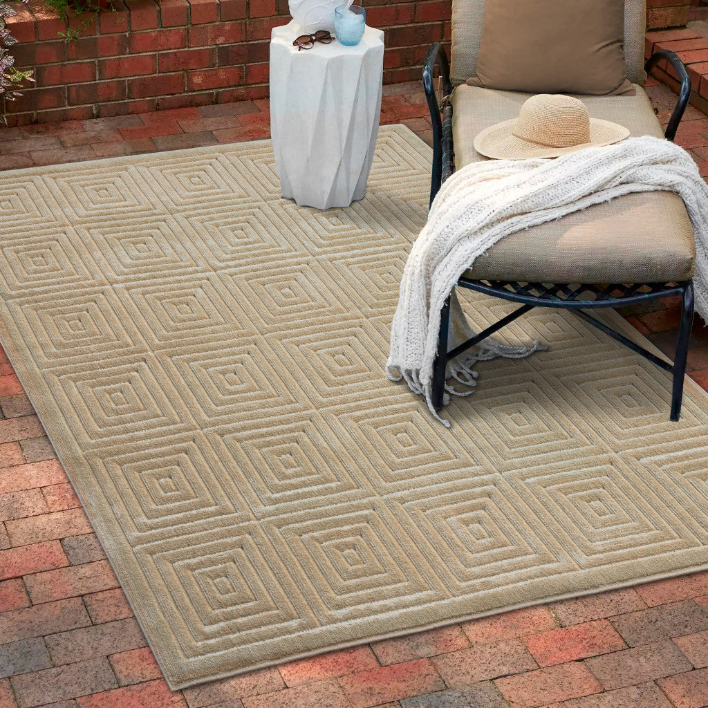 8' x 10' Beige Geometric Area Rug