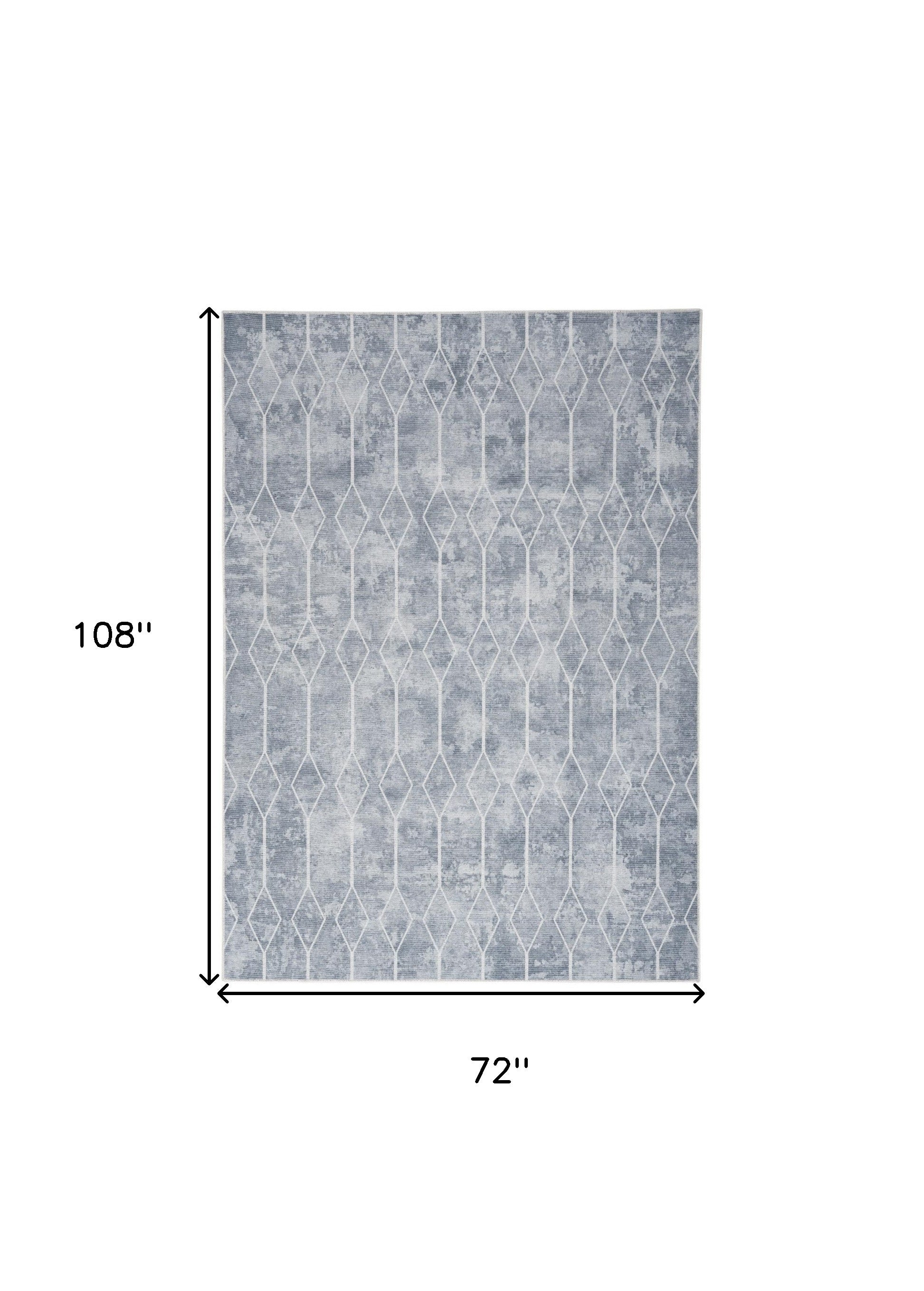 6' x 9' Blue and Gray Geometric Power Loom Washable Area Rug
