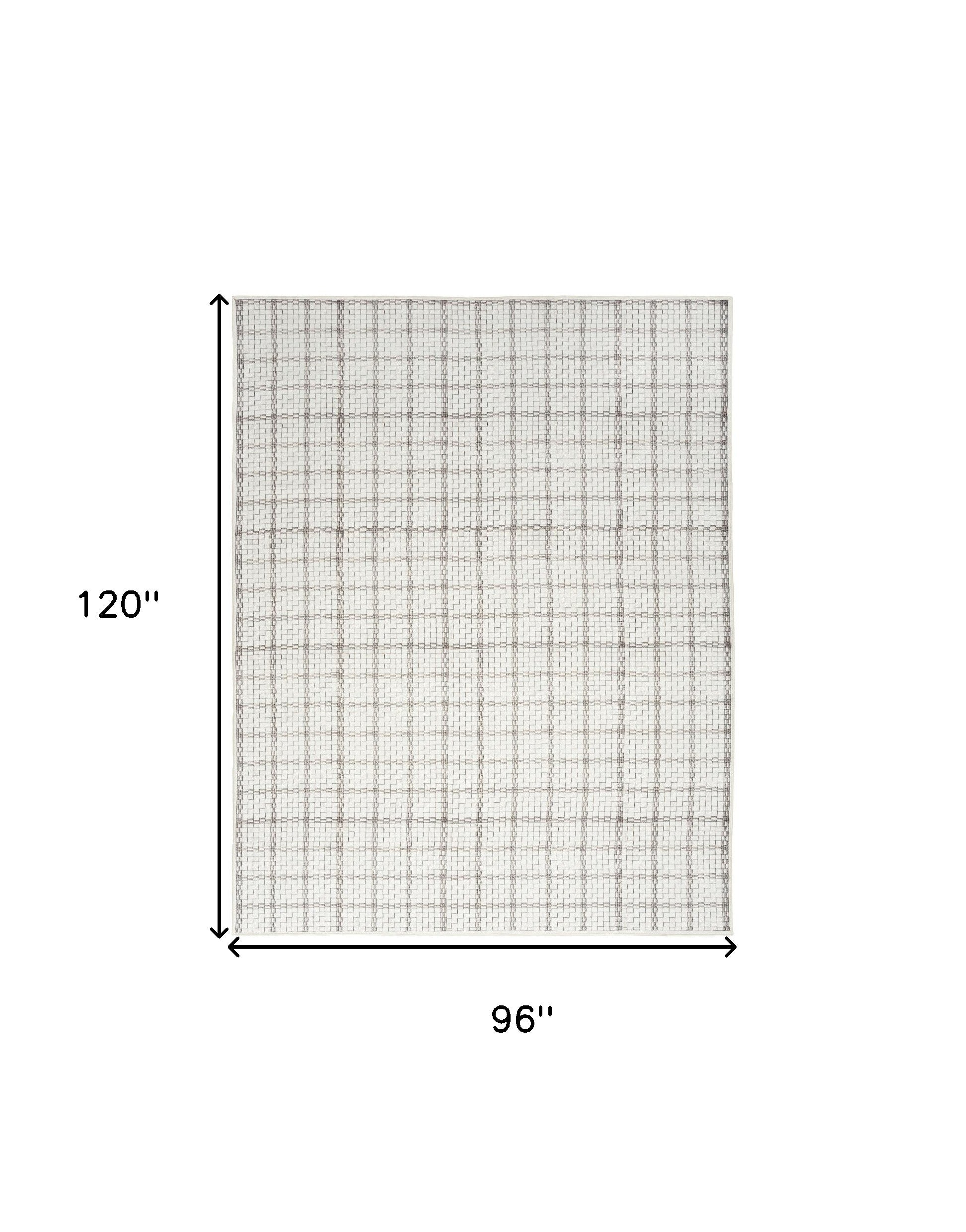 8' x 10' Ivory and Gray Geometric Power Loom Washable Non Skid Area Rug