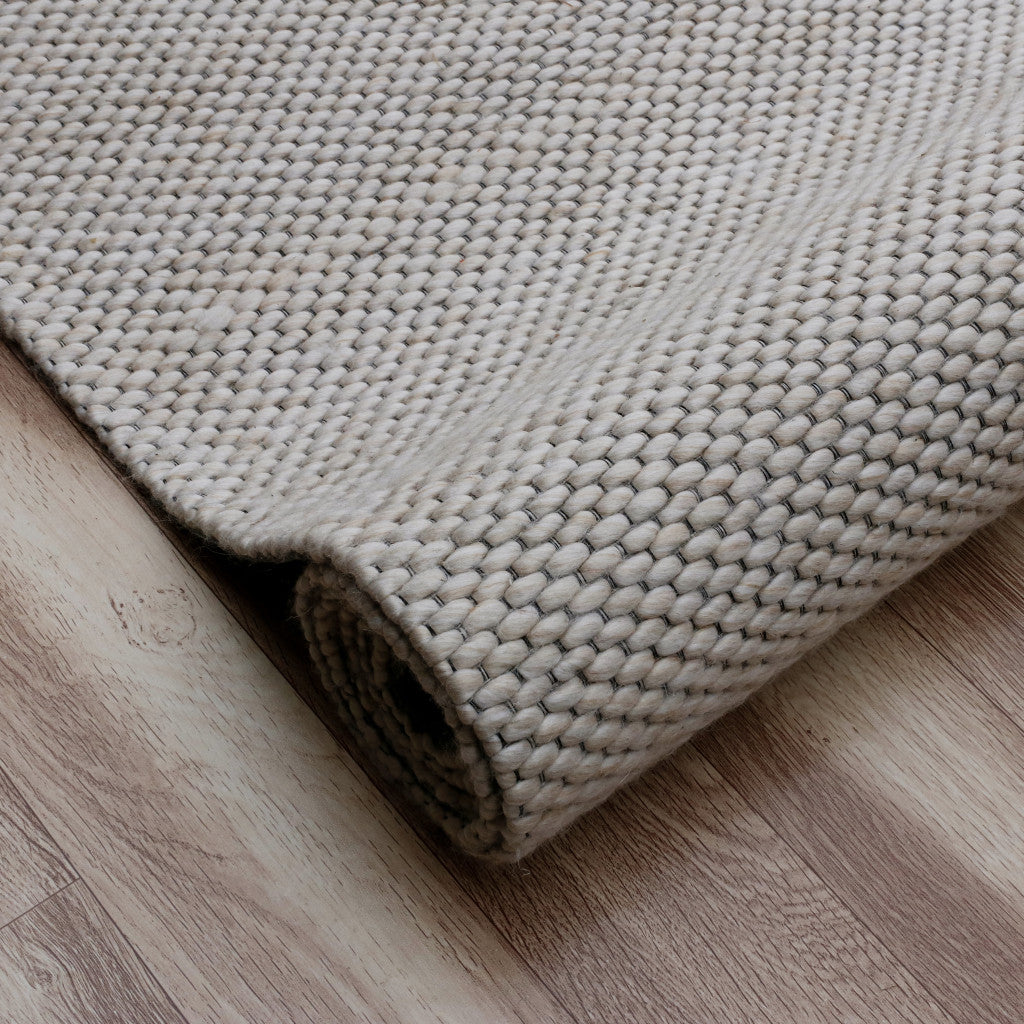 9' x 12' Beige Wool Hand Woven Area Rug