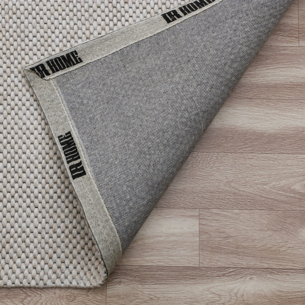 9' x 12' Beige Wool Hand Woven Area Rug