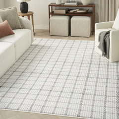 6' x 9' Ivory and Gray Geometric Power Loom Washable Non Skid Area Rug