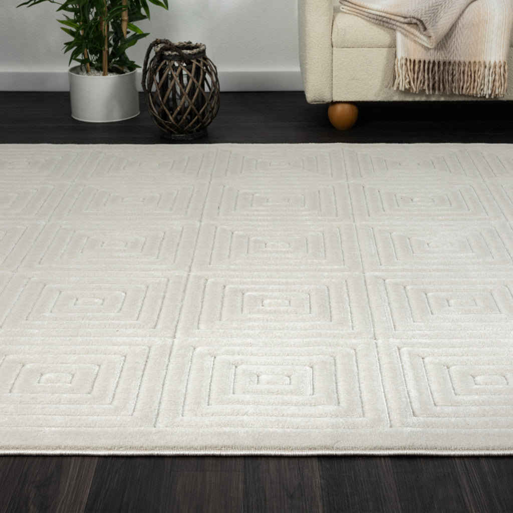 5' x 7' Ivory Geometric Area Rug