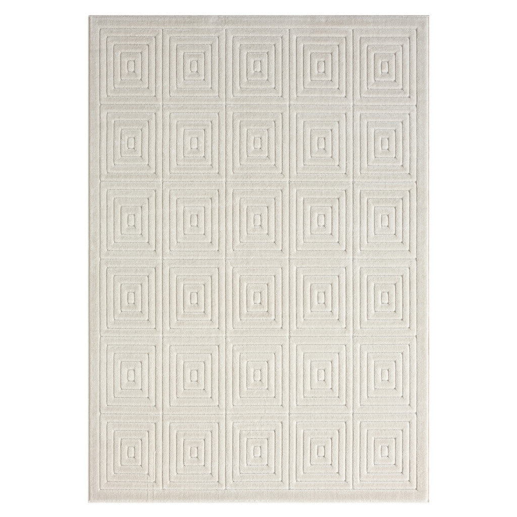 5' x 7' Ivory Geometric Area Rug