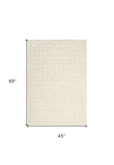 4' x 6' Ivory and Tan Geometric Hand Tufted Area Rug