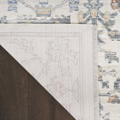 5' x 8' Ivory and Gray Oriental Power Loom Distressed Area Rug With Fringe