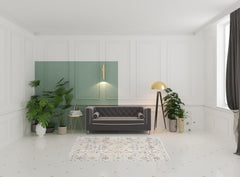5' x 8' Ivory and Gray Oriental Power Loom Distressed Area Rug With Fringe
