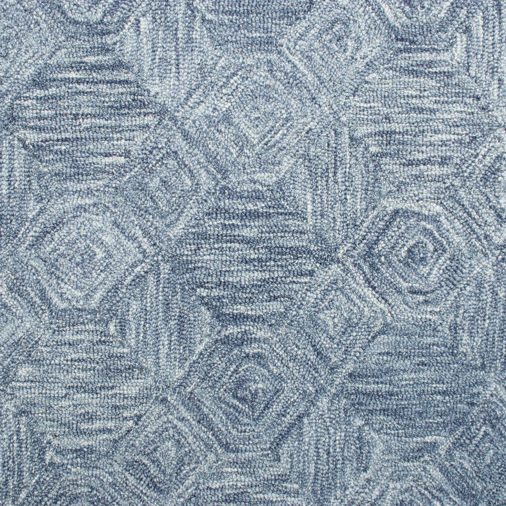5' x 7' Blue Wool Geometric Hand Tufted Area Rug