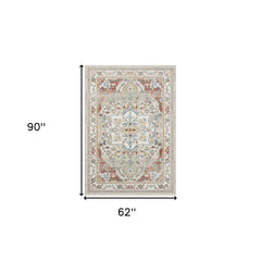 5' x 7' Ivory Abstract Area Rug