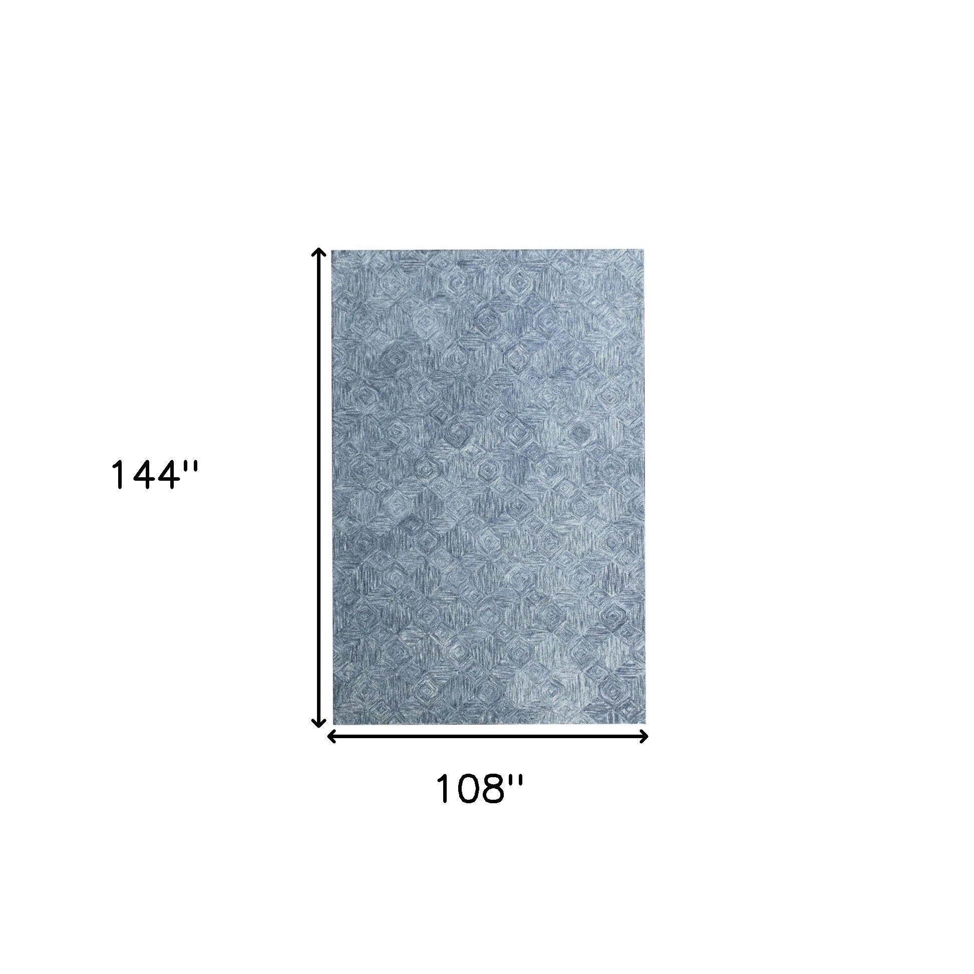 9' x 12' Blue Wool Geometric Hand Tufted Area Rug