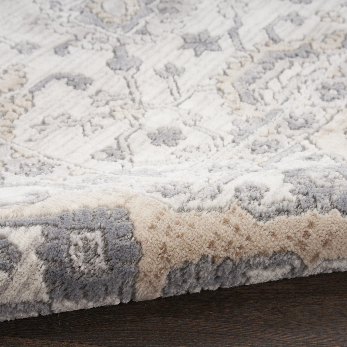 9' x 12' Gray and Ivory Oriental Power Loom Area Rug