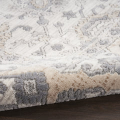 9' x 12' Gray and Ivory Oriental Power Loom Area Rug