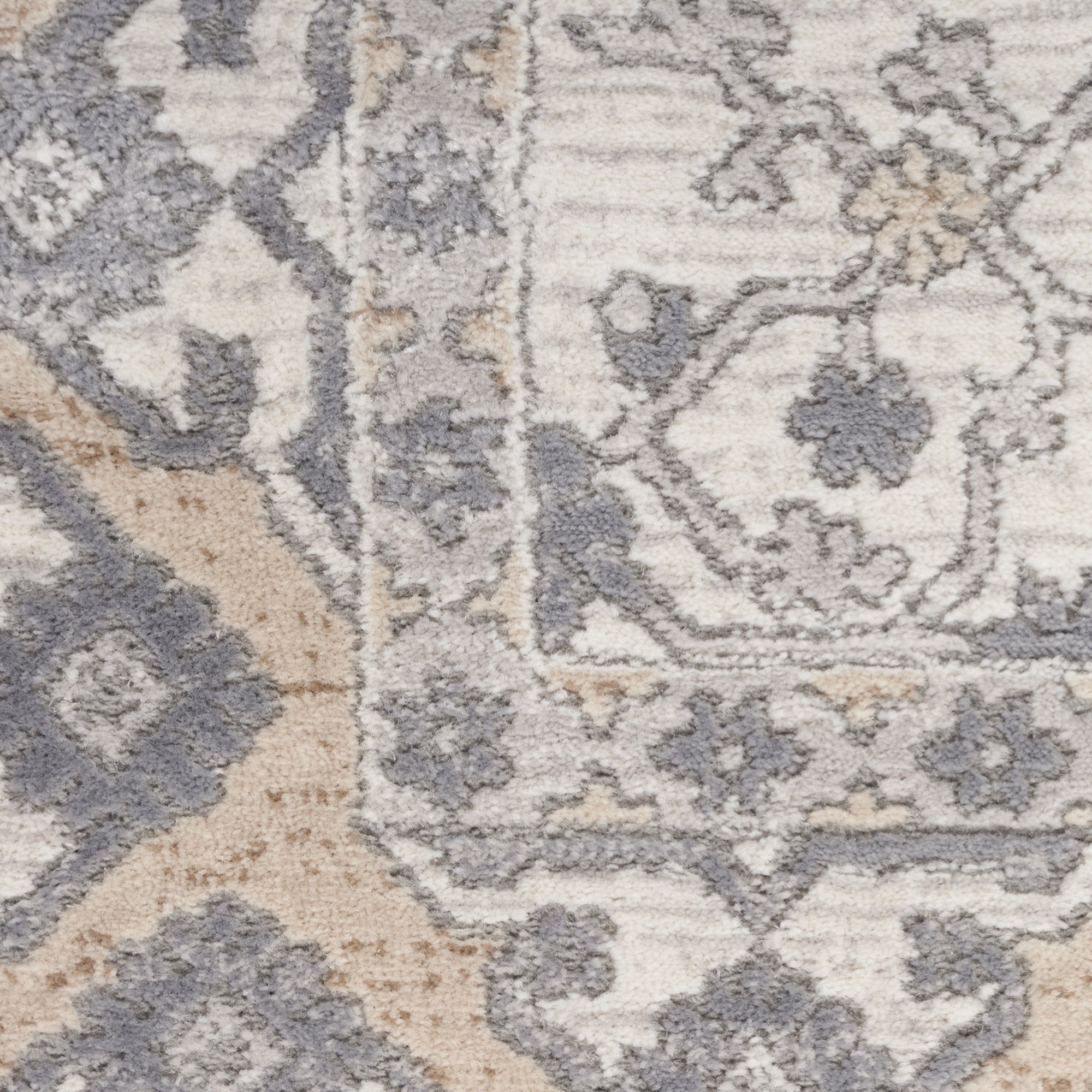 9' x 12' Gray and Ivory Oriental Power Loom Area Rug
