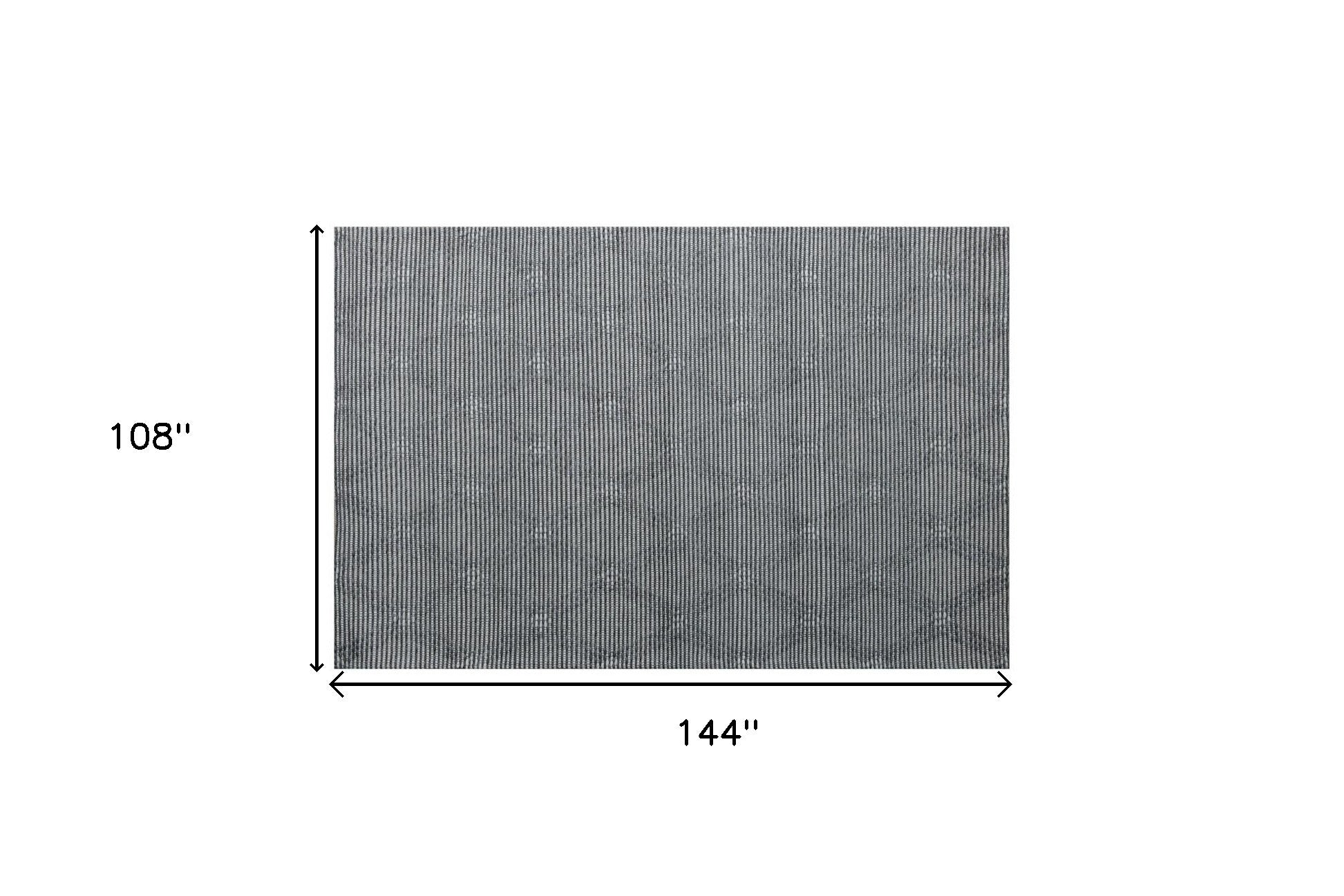 9' x 12' Gray Wool Geometric Hand Woven Area Rug