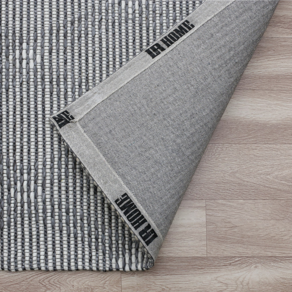 9' x 12' Gray Wool Geometric Hand Woven Area Rug