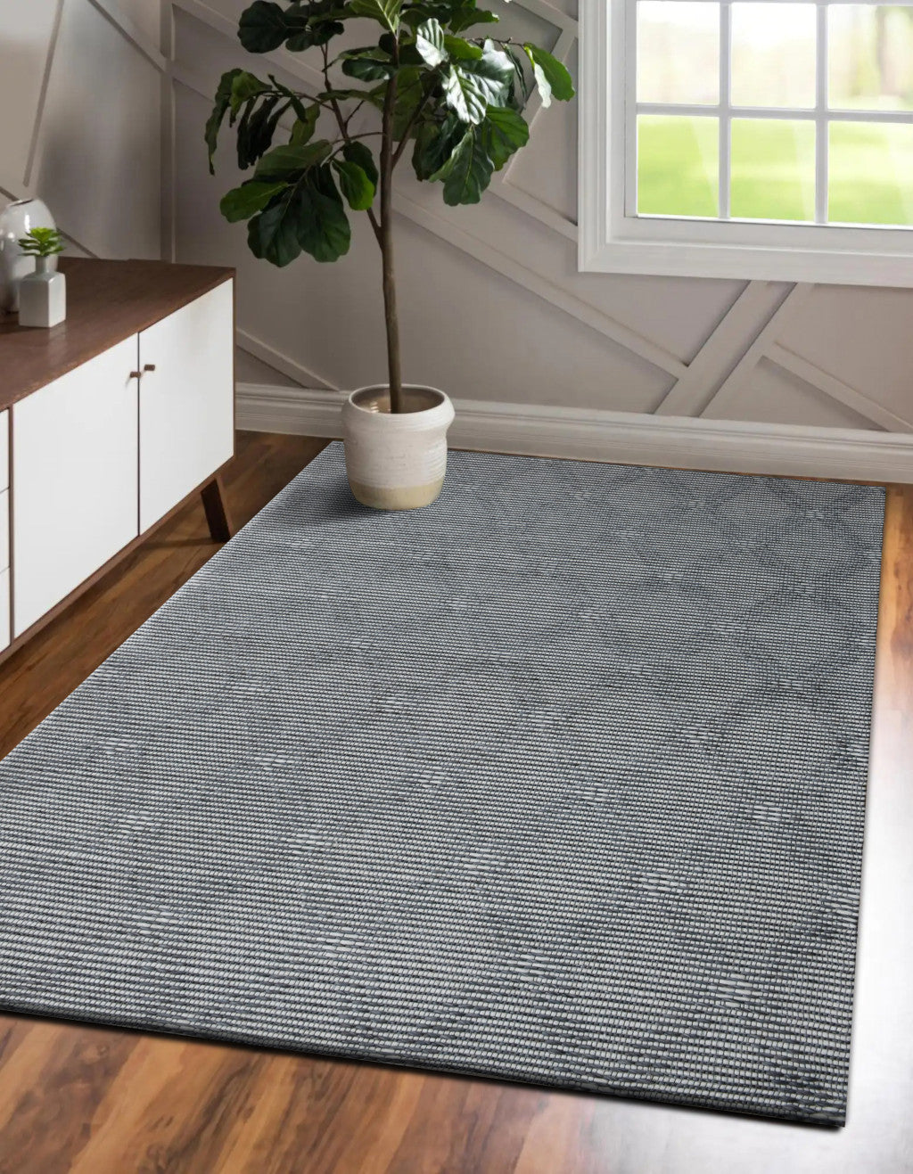 9' x 12' Gray Wool Geometric Hand Woven Area Rug