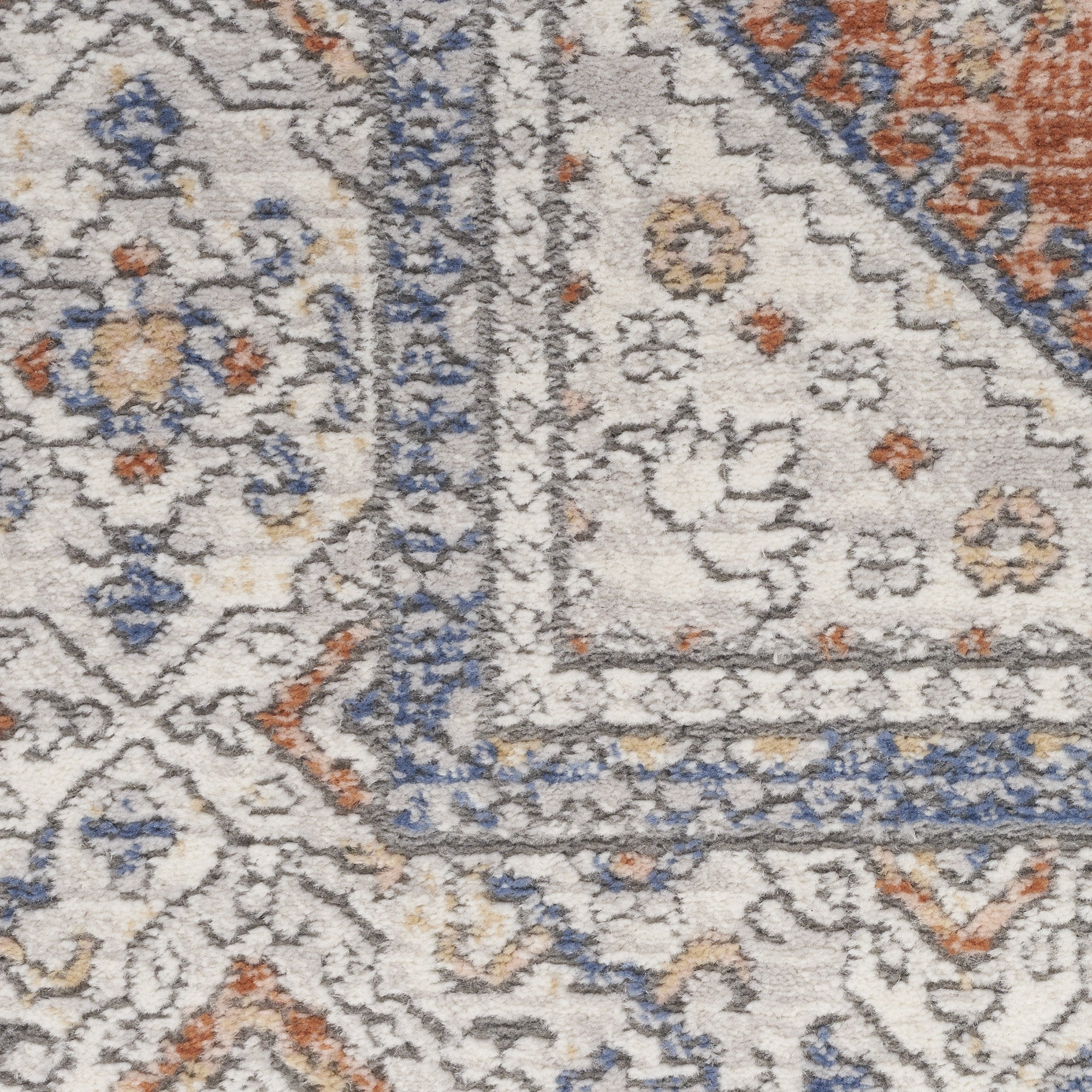 9' x 12' Blue and Beige Oriental Power Loom Area Rug