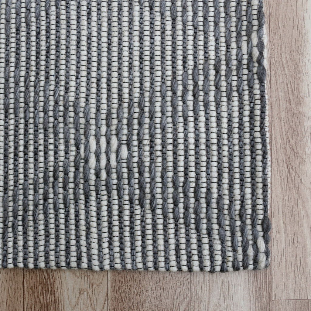 9' x 12' Gray Wool Geometric Hand Woven Area Rug