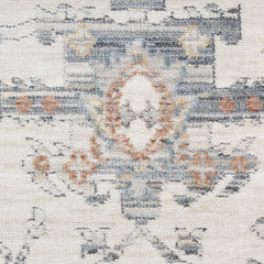 8' x 10' Ivory and Gray Oriental Power Loom Distressed Area Rug With Fringe