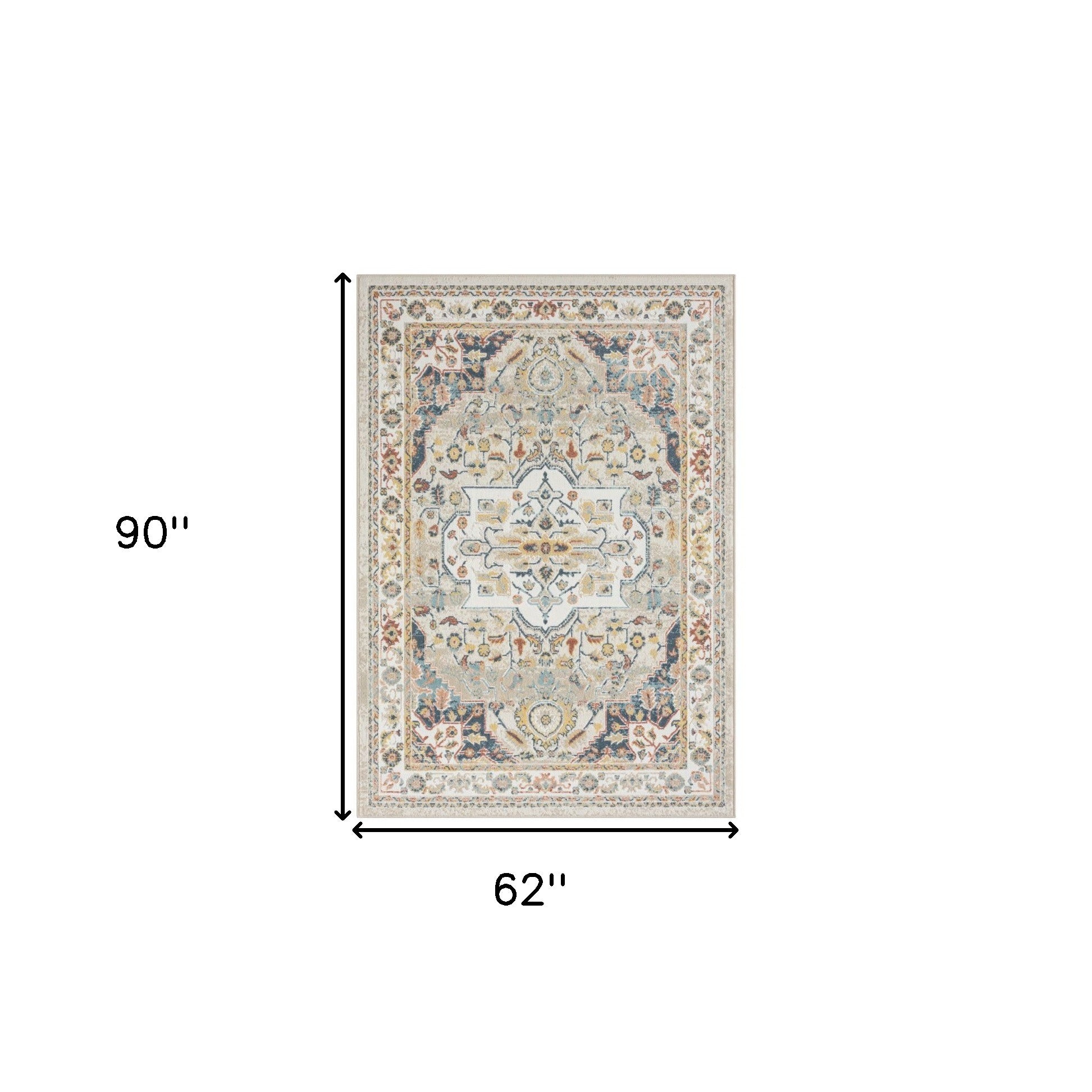5' x 7' Ivory Abstract Area Rug