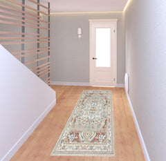 8' Ivory Abstract Runner Rug