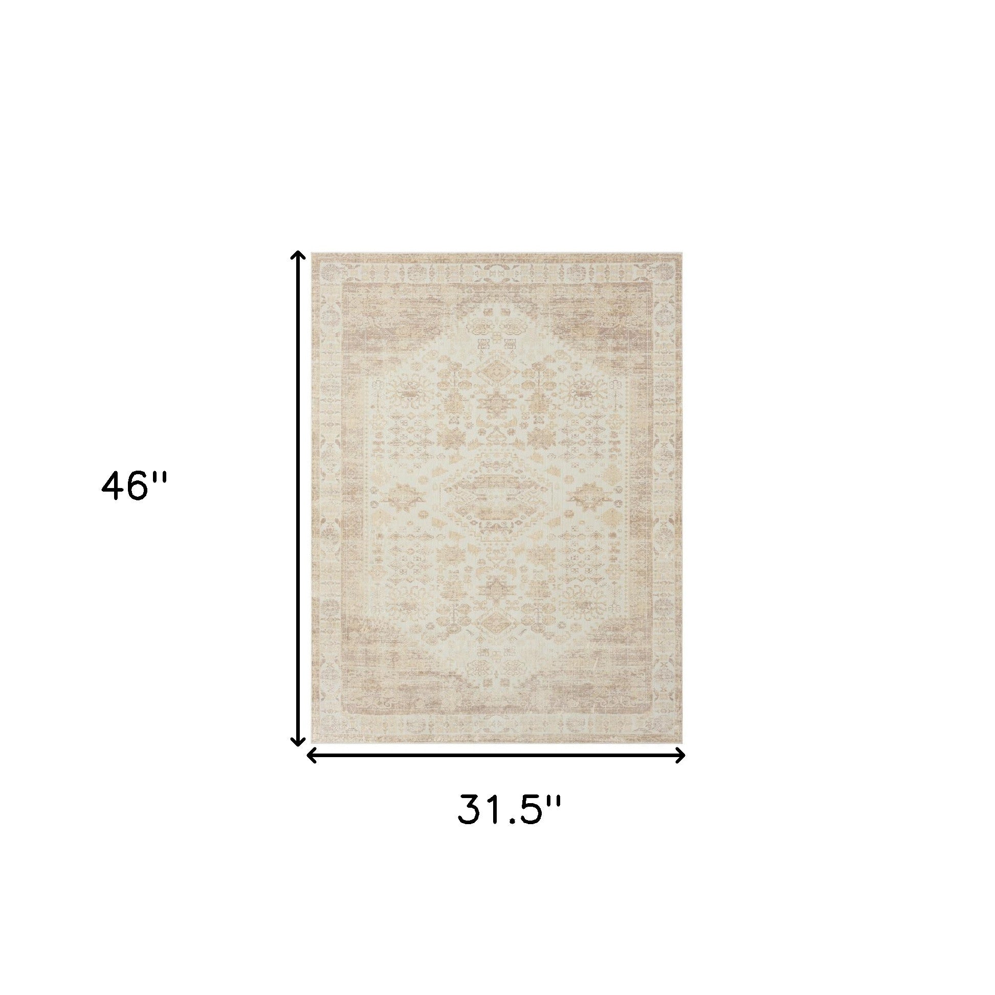 2' x 3' Beige Abstract Washable Non Skid Area Rug