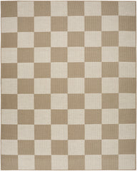 8' x 10' Natural and Ivory Geometric Power Loom Washable Non Skid Area Rug