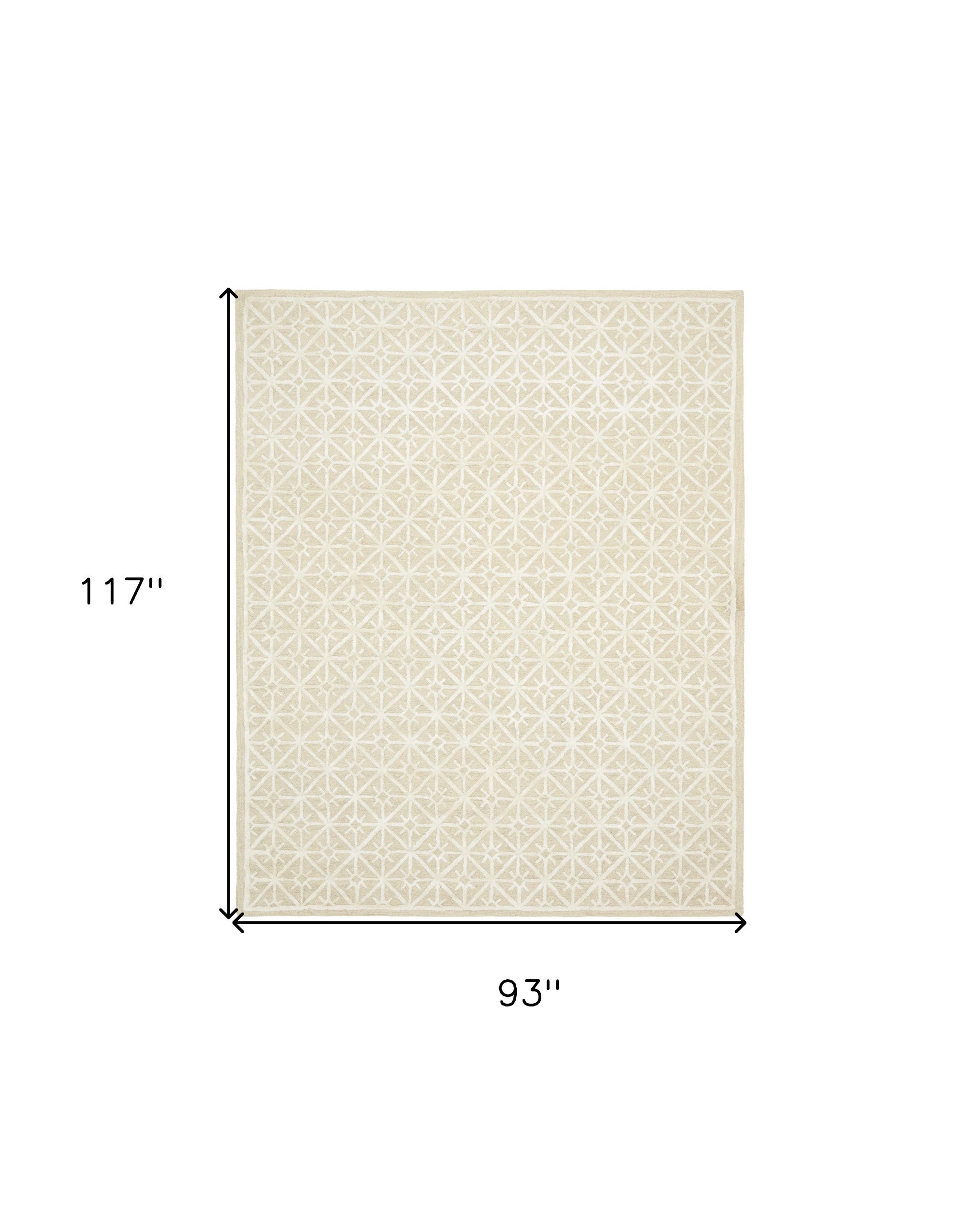 8' x 10' Beige and Ivory Geometric Hand Tufted Area Rug
