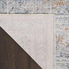 8' x 10' Gray and Gold Oriental Power Loom Distressed Area Rug With Fringe