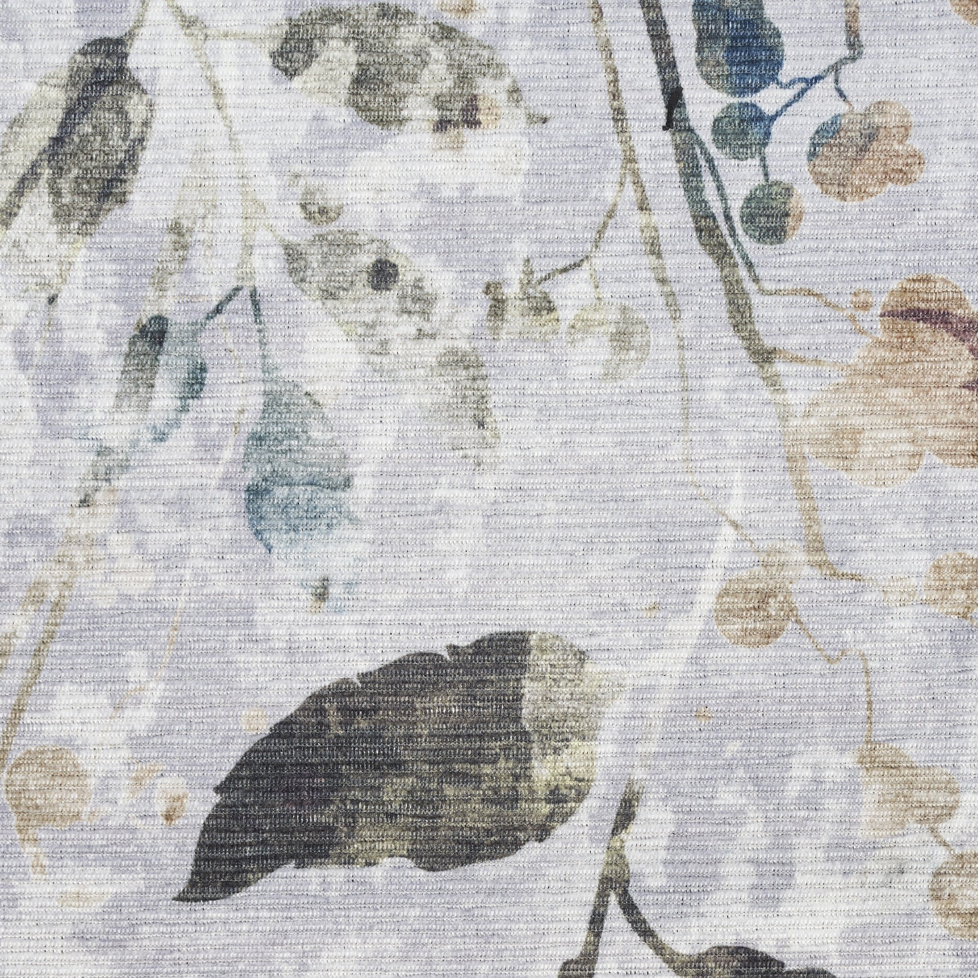 5' x 7' Ivory Blue and Gray Floral Power Loom Washable Non Skid Area Rug