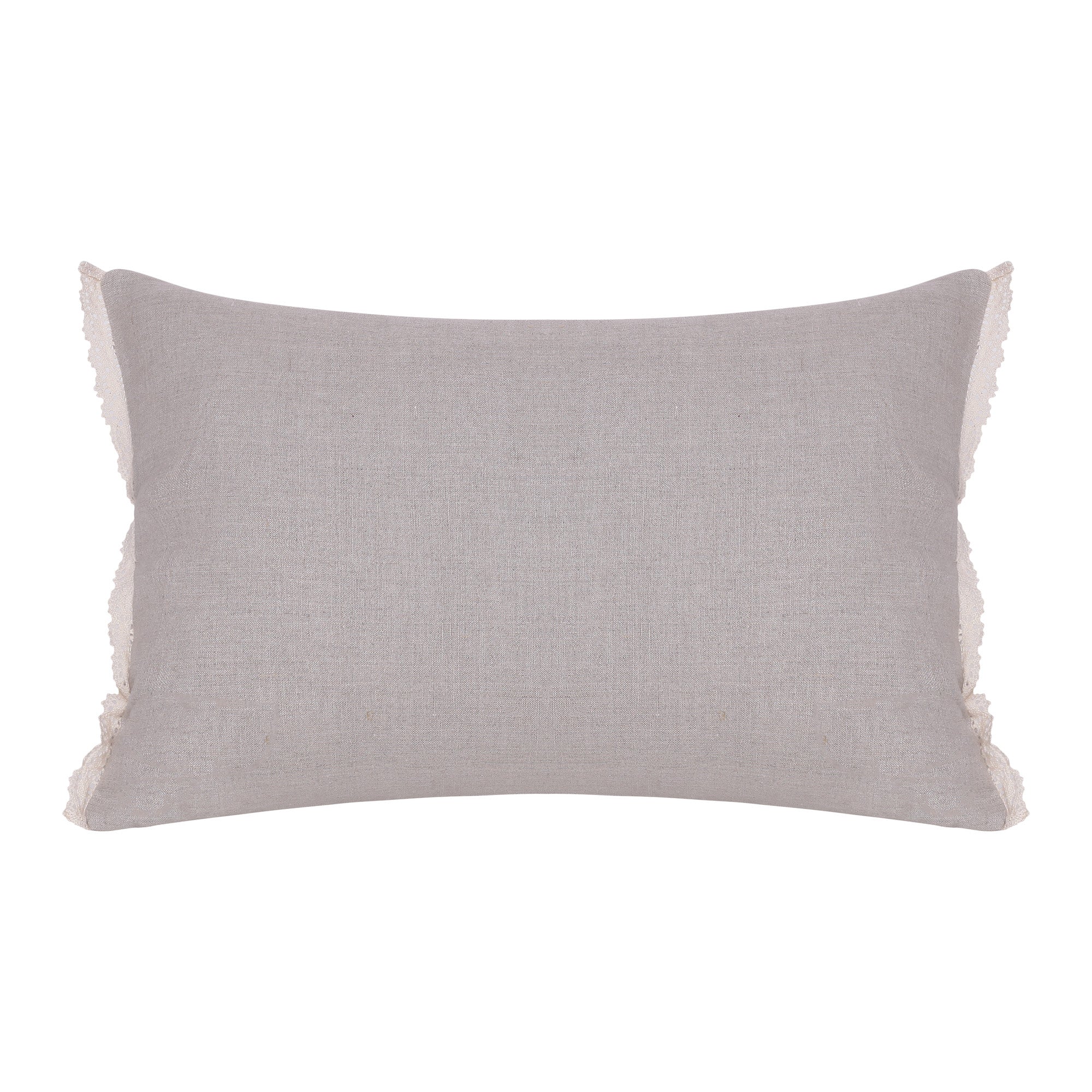 16" X 24" Natural and Ivory Botanical Linen Zippered Pillow With Embroidery