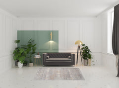 5' x 8' Gray and Ivory Oriental Power Loom Distressed Area Rug With Fringe
