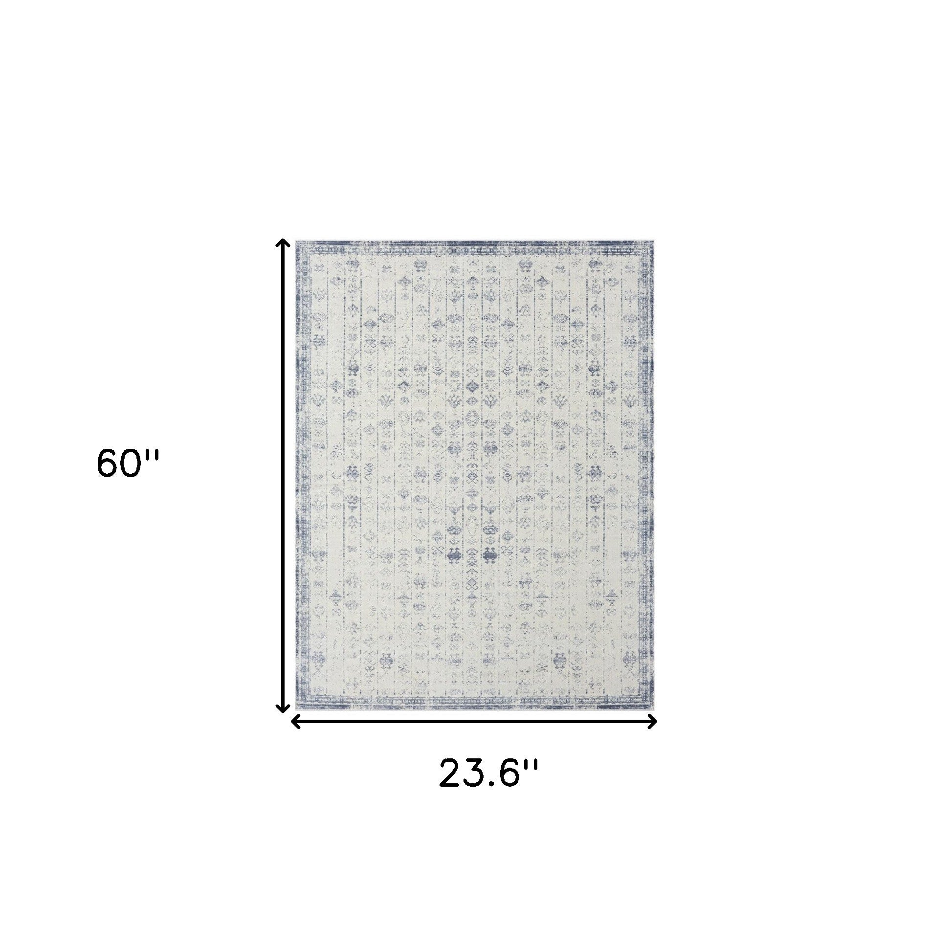 2' X 5' Gray Abstract Washable Non Skid Area Rug