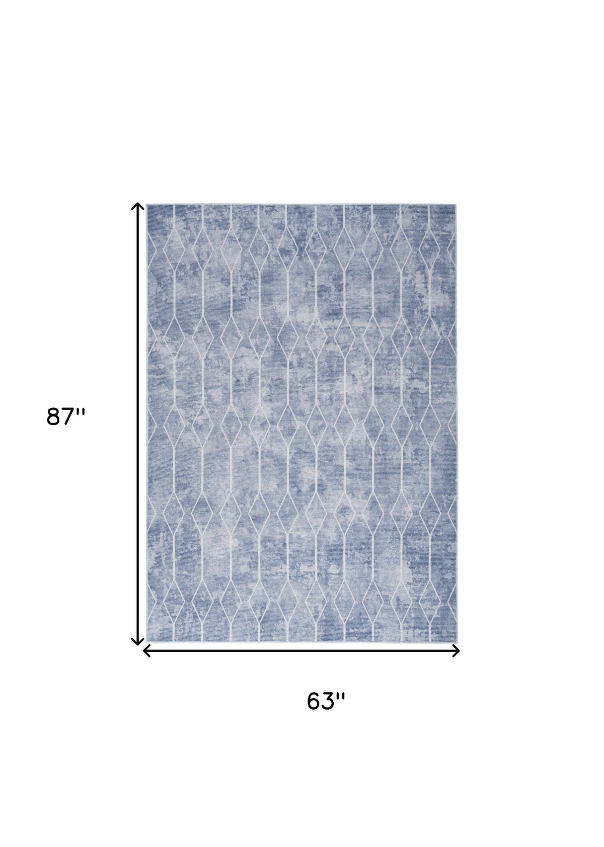 5' x 7' Blue and Off White Geometric Power Loom Washable Area Rug