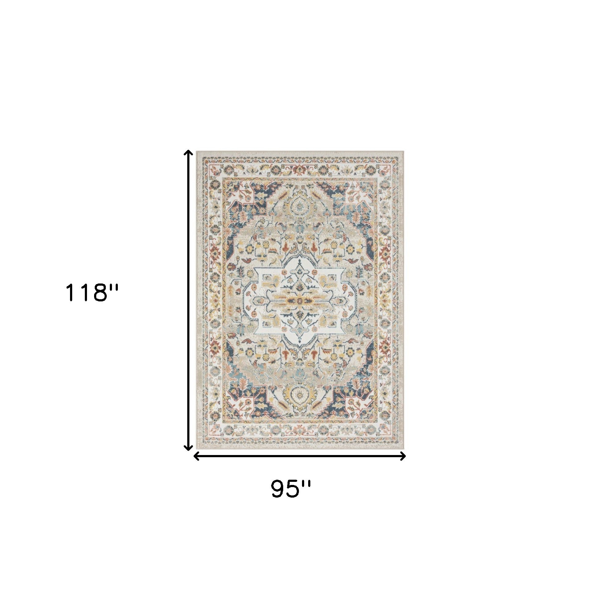 8' x 10' Ivory Abstract Area Rug