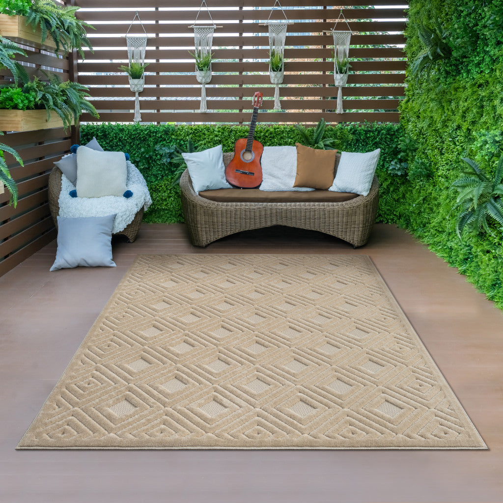 8' x 10' Beige Geometric Area Rug